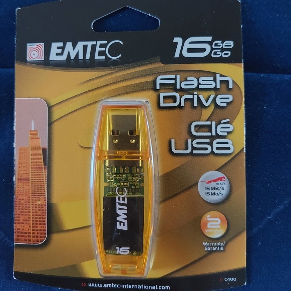 EMTEC  16GB Flash USB Drive Clear Orange Color